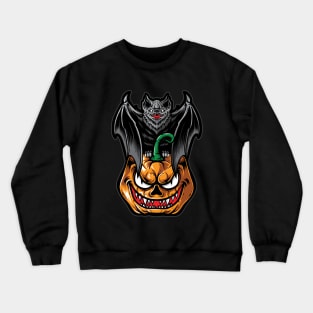 Bat and Pumpkin Halloween Crewneck Sweatshirt